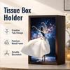 Ballet Dancer Tissue Box, Ballerina Tissue Box Wood Skirt Napkin Dispenser, Elegant Wooden Tissue-Cover Holder, Decorative Desktop Organizer for Home Office Bedroom Bathroom Party Use view 3
