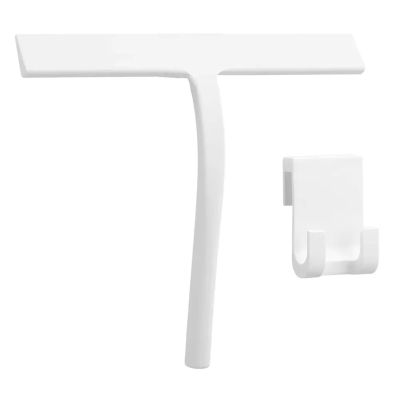 Premium Silicone Shower Squeegee with Holder - Durable Glass Wiper for Bathroom and Window Cleaning(White with Holder)