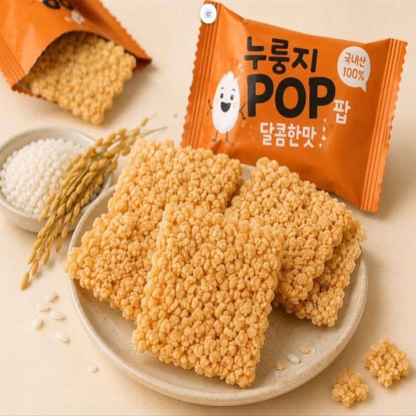 Korean Crispy Rice Snack, Spicy Puffed Rice Crackers, 4 Packs, 6.9 oz (74) (Sweet & Toasty Roasted Rice Flavor)