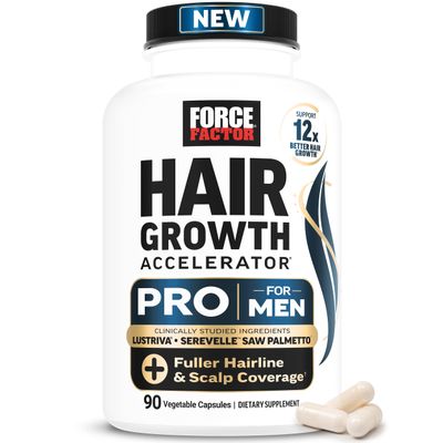 Force Factor Hair Growth Accelerator Pro for Men, with Clinically Studied Lustriva & Serevelle, Hair Growth Supplement for Men with Thinning Hair, Thicker Fuller Hair & Scalp Coverage, 90 Capsules