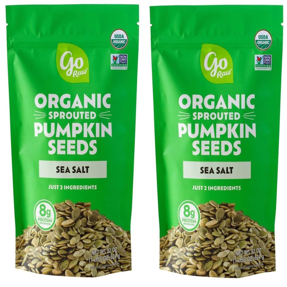 (2 Bags) Sprouted Organic Pumpkin Seeds with Sea Salt, 22 Ounce