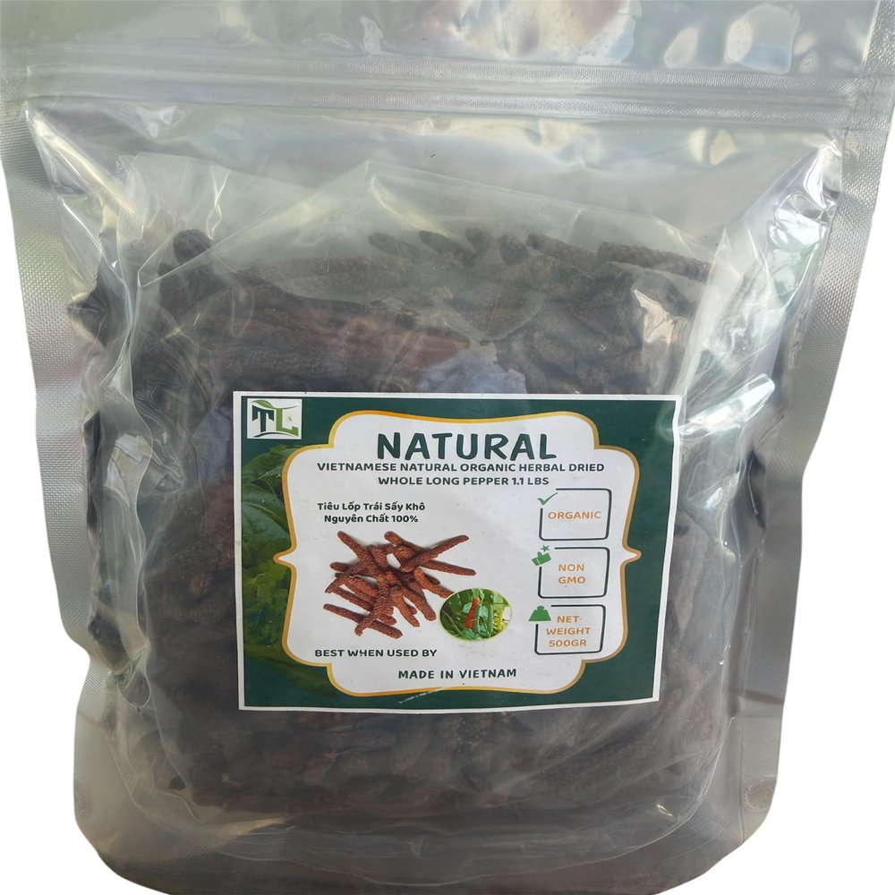 Vietnamese Natural Organic Herbal Dried Whole Long Pepper 1.1 lbs - Tieu Lop Trai Say Kho Nguyen Chat 500g