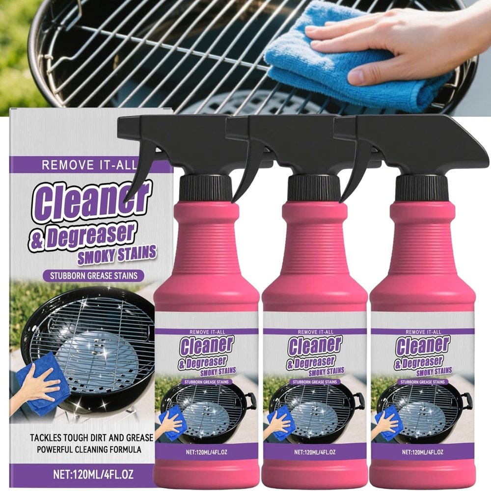 Heavy Duty Grill Grease Destroyer Spray, Professional Grade BBQ Cleaner, Multi-Purpose Grease Remover for Oven, Stove, Air Fryer, Outdoor Grill, Burnt Food & Grease, Powerful Kitchen Degreaser (3 PCS)