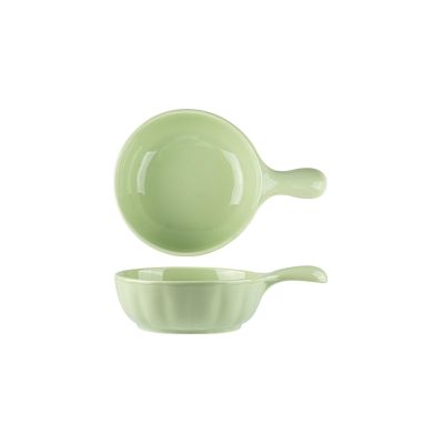 Ceramic handle instant noodle bowl household fresh and exquisite personality-cream green