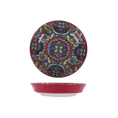 Ceramic underglaze colored square dish with two ears household fresh and exquisite personality -8-inch rice plate