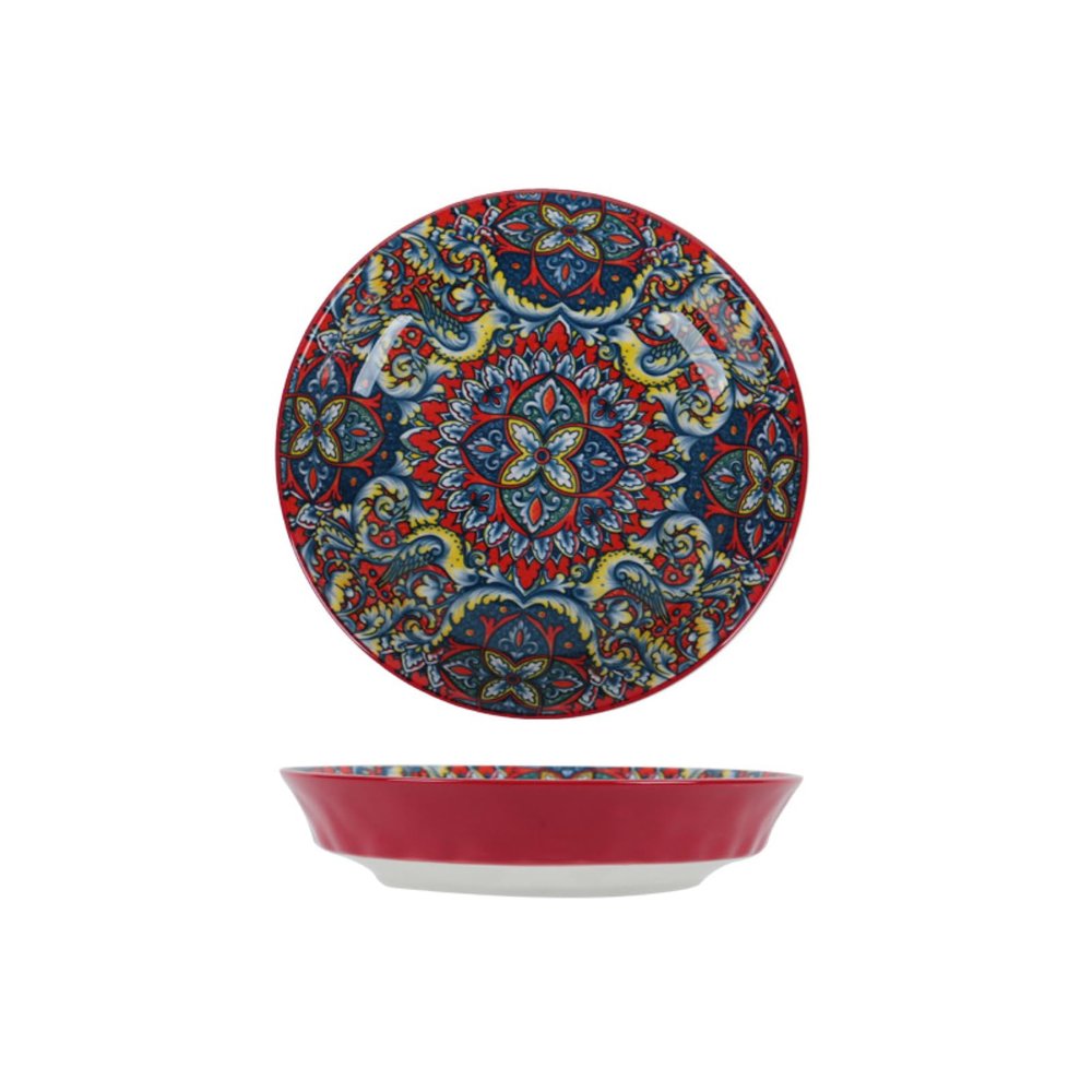 Ceramic underglaze colored square dish with two ears household fresh and exquisite personality -8-inch rice plate