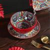 Ceramic underglaze colored square dish with two ears household fresh and exquisite personality -8-inch rice plate view 3