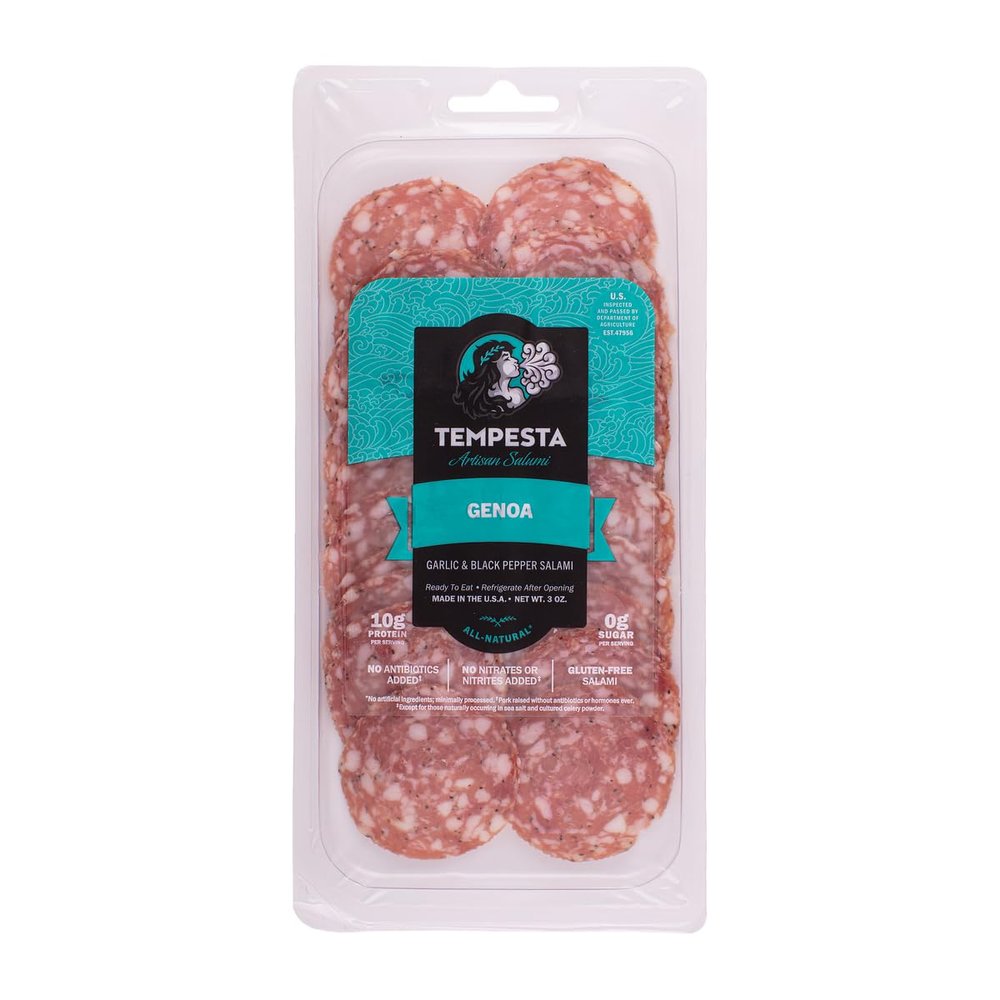 Tempesta GENOA Garlic & Black Pepper Salami, 3 OZ (Pack of 1)