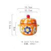 Ceramic underglaze colorful flowered stew with fresh and exquisite personality-orange double cover stew view 3