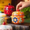 Ceramic underglaze colorful flowered stew with fresh and exquisite personality-orange double cover stew view 4