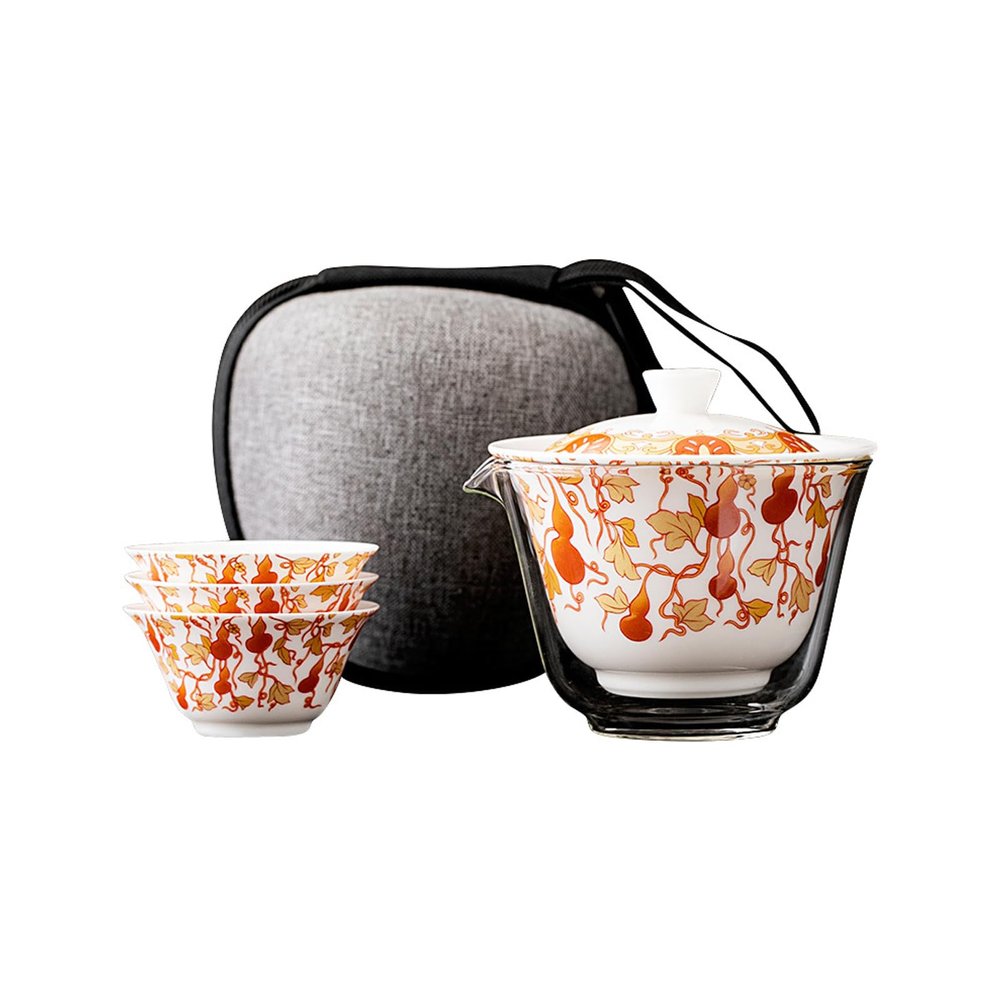 Portable travel tea set outdoor cam Kung Fu cover bowl -LM- gourd