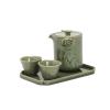 Portable travel tea set creative landscape Quik Cup- green glaze view 1