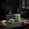Portable travel tea set creative landscape Quik Cup- green glaze view 4