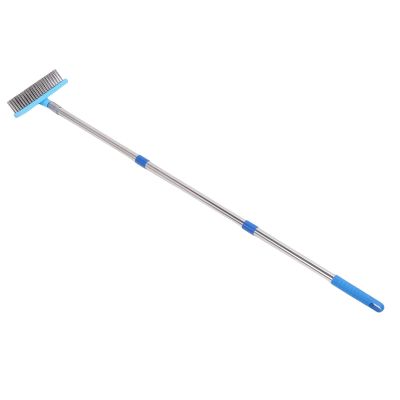 WALFRONT Heavy Duty Steel Wire Broom 30cm Metal Brush Broom Outdoor Scrub Brush with Stainless Steel Telescopic Handle for Patio Deck Concrete Garden Garage Cleaning (120cm)