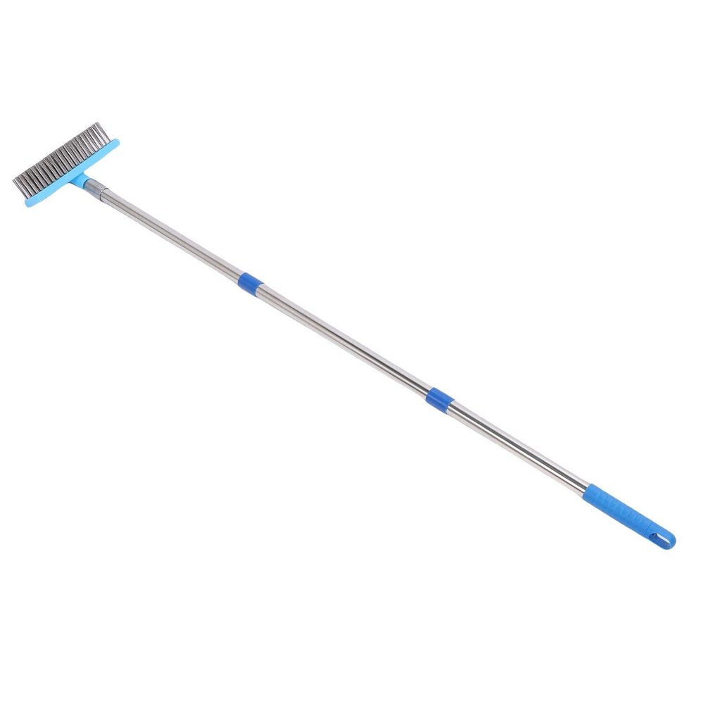 WALFRONT Heavy Duty Steel Wire Broom 30cm Metal Brush Broom Outdoor Scrub Brush with Stainless Steel Telescopic Handle for Patio Deck Concrete Garden Garage Cleaning (120cm)