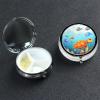 Turtle and Fish Pill Box with Mirror 3 Compartment Decorative Pill Case for Purse or Pocket Small Round Pill Organizer Weekly Metal Medicine Tablet Vitamin Holder Travel Gift view 1