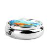 Turtle and Fish Pill Box with Mirror 3 Compartment Decorative Pill Case for Purse or Pocket Small Round Pill Organizer Weekly Metal Medicine Tablet Vitamin Holder Travel Gift view 4