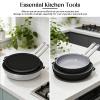 FEESHOW Silicone Pan Protectors Durable Anti-Scratch Cookware Protector Heat-Resistant Pads for Family Table Black Medium view 2