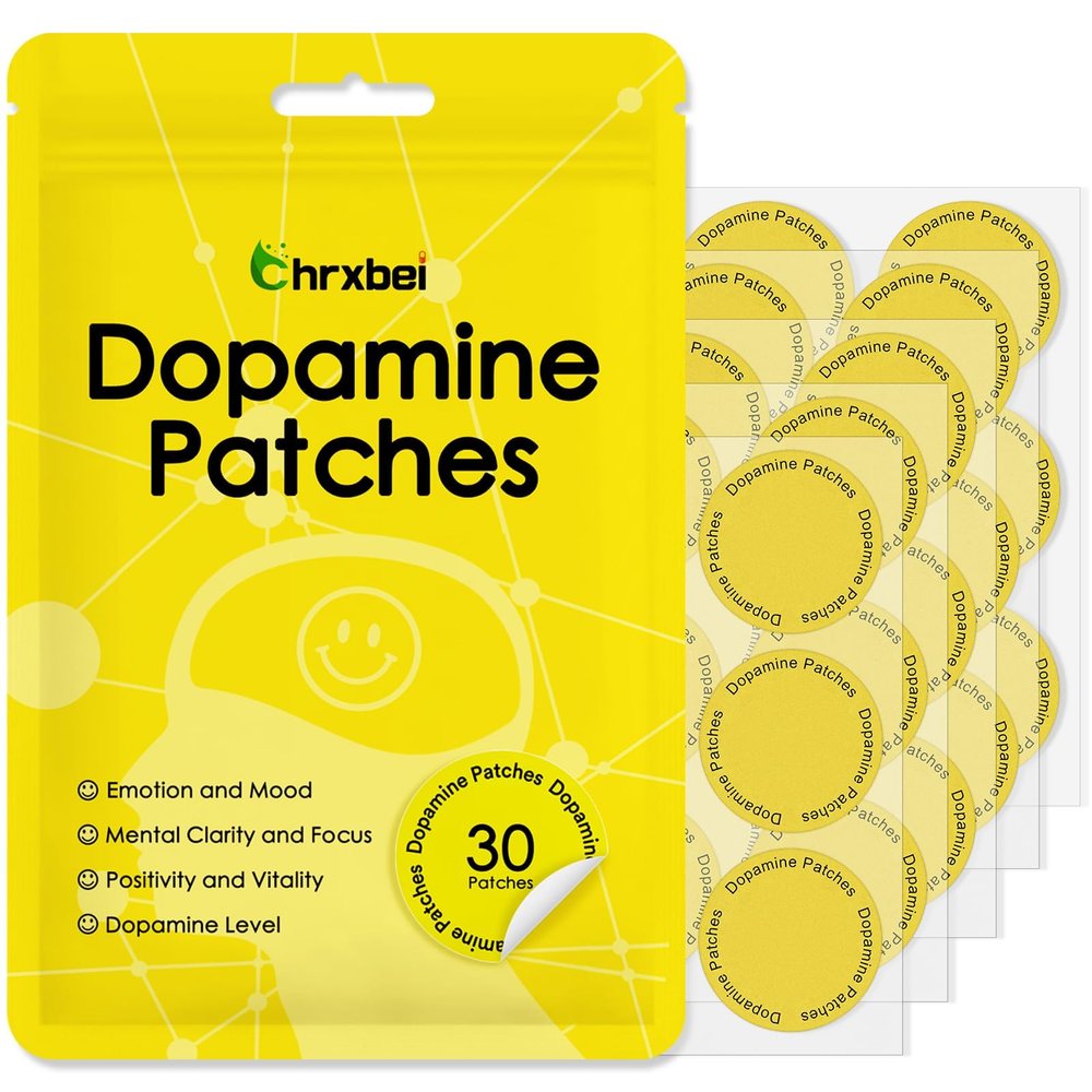 Chrxbei Dopamine Patches, Extra Strength Plant-Based Formula, Vegan Mood Balance Patch for Men and Women, 30 Count