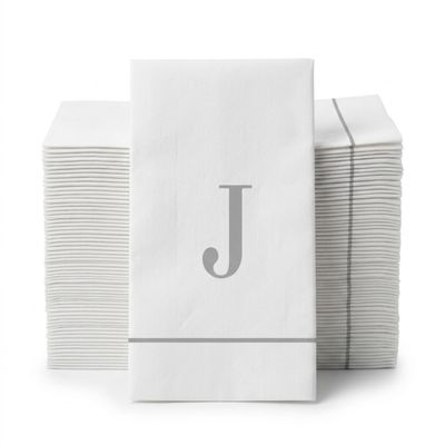 Altoona Design Monogrammed Guest Towel Napkins Personalized Disposable Hand Towels - Silver Letter J Napkins for Wedding, Baby Shower, Engagement Party, Bathroom - 64 Pack