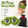 3D Frog Sleep Mask, Funny Frog Eye Mask for Sleeping, Cute Plush Blackout Eye Cover with Adjustable Strap, Soft Contoured Sleeping Mask for Adults, Women, Men, Travel, Nap, Relaxation (1Pcs) view 2