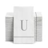 Altoona Design Monogrammed Guest Towel Napkins Personalized Disposable Hand Towels - Silver Letter U Napkins for Wedding, Baby Shower, Engagement Party, Bathroom - 32 Pack view 1