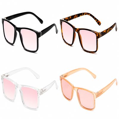 Calabria 4 Pack FL-41 Pink Tinted Reading Glasses [FL-41 Pink/0.50 Lenses] Full Rim Eyeglasses for Men & Women | Eyewear for Light Sensitivity, Outdoors, Photophobia | Vision Reading Glasses