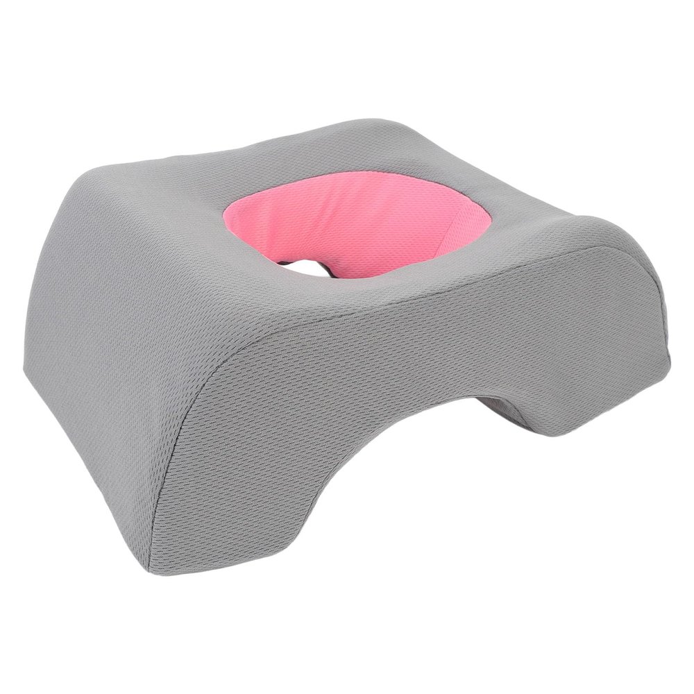 Xixian Face Down Pillow for Massage Bed Ergonomic Hollow Headrest with Hand Rtion Design (Gray Pink)