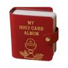 Catholic Genuine Leather Holy Card Holder, Pocket Prayer Card Organizer With Snap Closure Book for Daily Prayer & Religious Gifts (Red) view 1