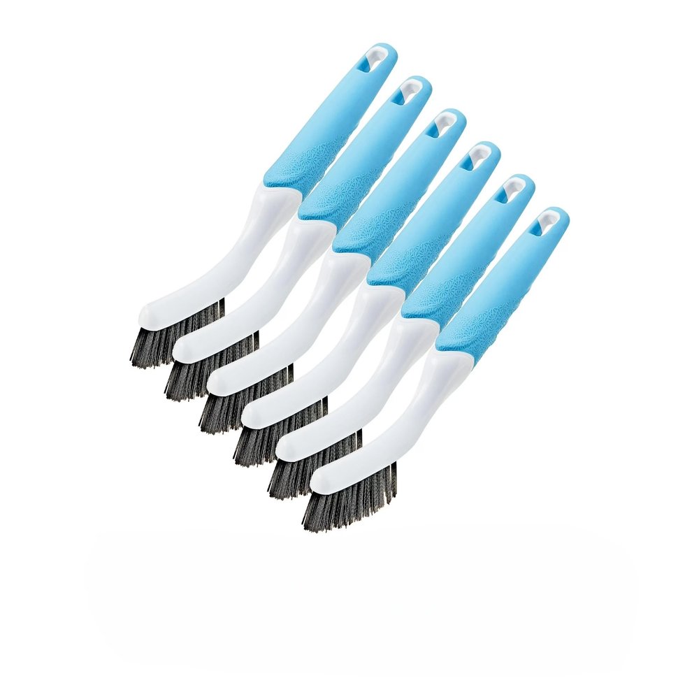 6-Pack Heavy Duty Scrub Brushes, Durable Cleaning Brushes with Stiff Bristles & Ergonomic Handle, Multi-Purpose Kitchen, Bathroom, Tile, Grout, Floor Brush Set for Household Deep Cleaning