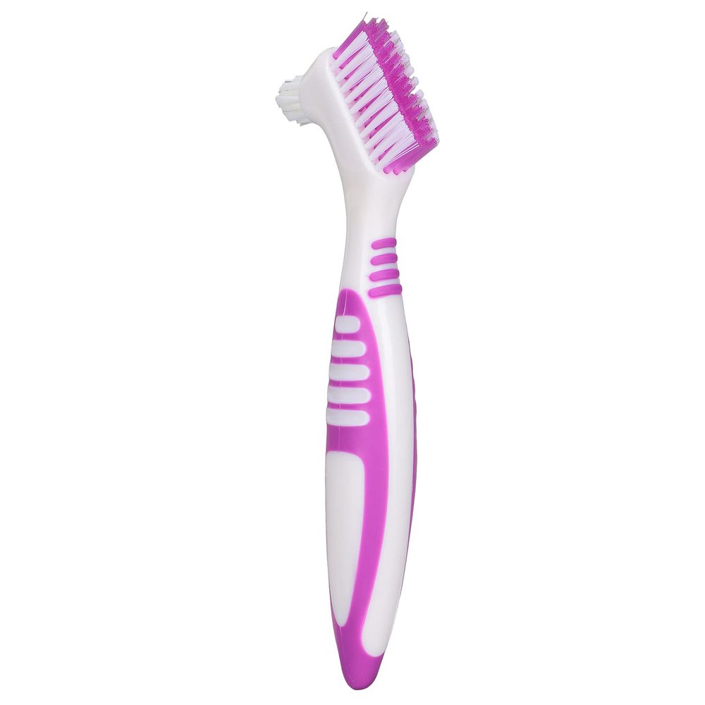 Kuuleyn False Teeth Cleaning Brush Double Sided Portable Denture Toothbrush for False Teeth Cleaning