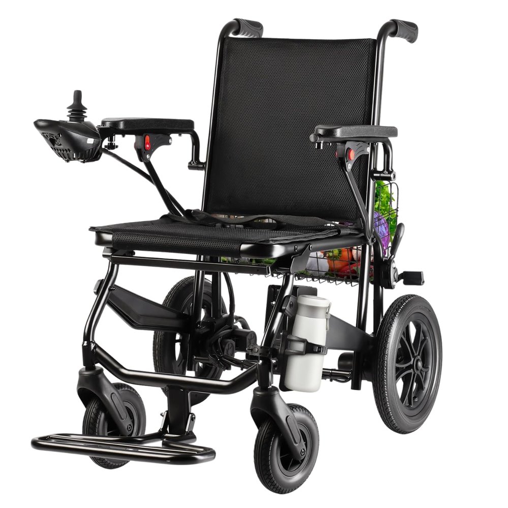 [2026 Upgrade] Lightweight Foldable Motorized Wheelchair Zurcheel SLB40, Compact Travel Power Chair for Adults, 500W Dual Motor, 31 lbs Net Weight / 330 lbs Capacity, 15 Miles Range Airline Approved