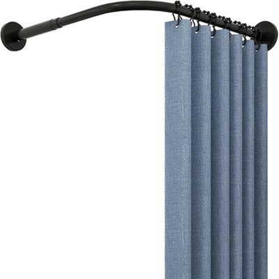 Extendable Corner Shower Rod - Curved Bathtub Rail, No Drill Installat, Black Stainless Steel, Telescoping Shower ain Pole for Bathroom & Fitting Room, & Slish Design