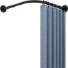 Extendable Corner Shower Rod - Curved Bathtub Rail, No Drill Installat, Black Stainless Steel, Telescoping Shower ain Pole for Bathroom & Fitting Room, & Slish Design view 1