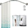 Adjustable Curved Shower Rod - No Drill, Rustproof 304 Stainless Steel Telescoping Pole for Bathroom & Fitting Room - Easy Install, Space-Saving Design for Maximum Versatili view 1