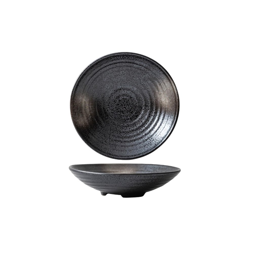 Japanese style and wind thread Lamian Noodles Bowl retro large exquisite personality -6.5 inches-black pearl