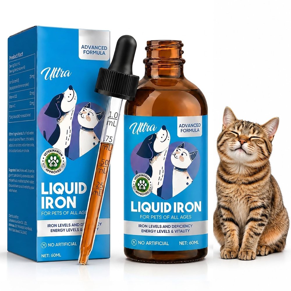 Iron Supplement for Cats and Dogs, Liquid Iron Drops with Vitamin B12 & C