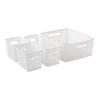 4-Pack Space Saving White Decor Plastic Storage Bin Set, Portable Handled Organizer Baskets for Kitchen Supplies, Cosmetics & Household Small Items view 1