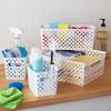 4-Pack Space Saving White Decor Plastic Storage Bin Set, Portable Handled Organizer Baskets for Kitchen Supplies, Cosmetics & Household Small Items view 2