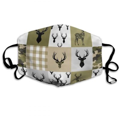Men Women Windproof, Anti Dust Face Scarf Mask Scarf Gaiter Camouflage Deer Camo Green Beige Plaid Rustic Hunting Mouth Cover Face Bandana, Breathable Mouth Protection for Outdoor Cosplay Cycling