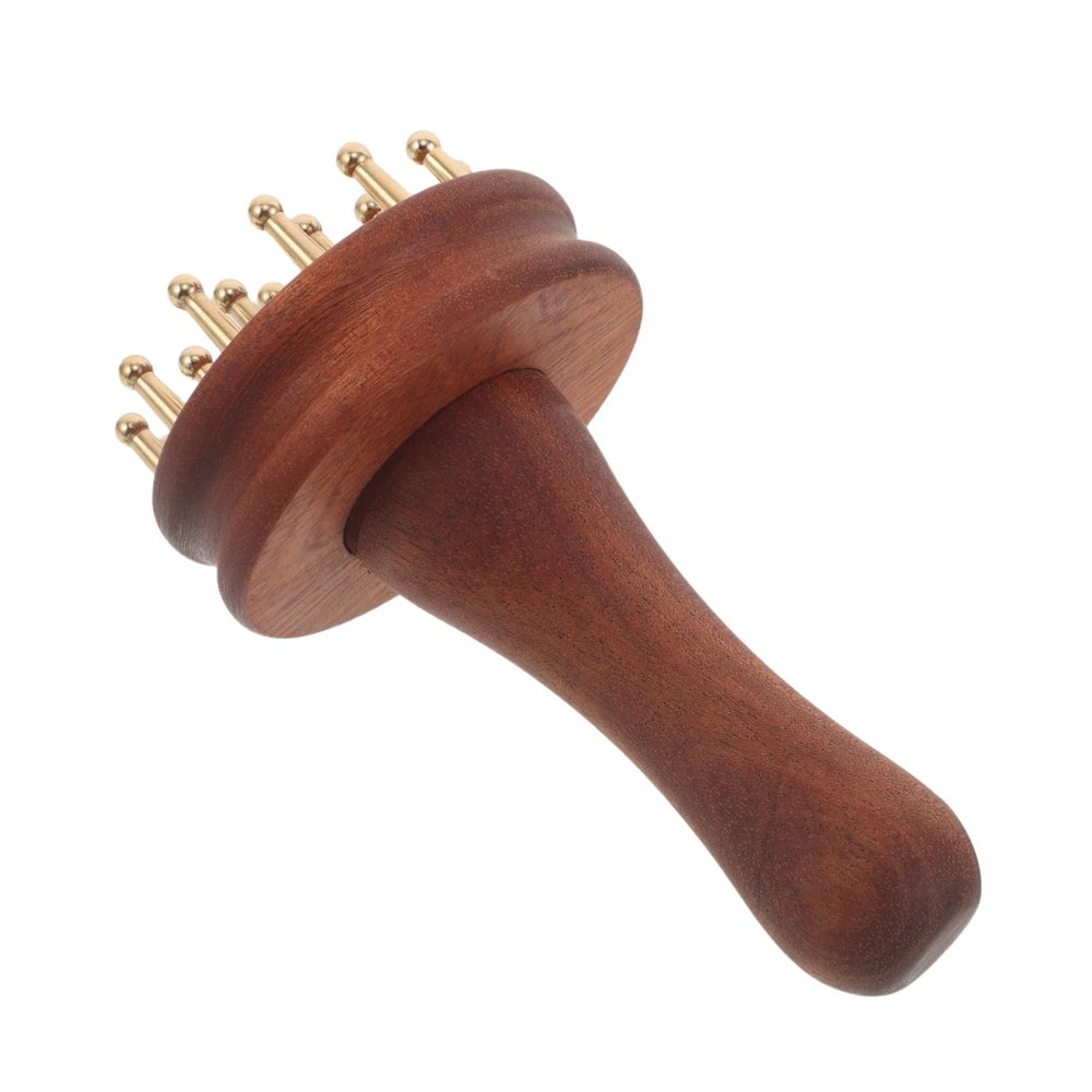 DEARMAMY Handheld Meridian Massage Brush with Brass and Wood, Lightweight Traditional Chinese Scraping Comb for Body and Hands, Promotes Circulation, for Home and Travel Use