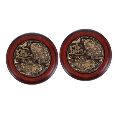 Ipetboom 2pcs Chinese Wooden Baoding Balls for Hand Rehabilitation and Relaxation with Dual-Sided Design, Natural Wood Texture, for Meditation and Hand Coordination Strengthening