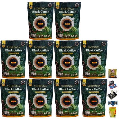 MoringaBlack Coffee Mix Healthy 3 in 1 Arabica 125 grams (30 Sachets) Roasted Snack Delicious Mellow Intense Set 10 By Beautygoodshop [Get Free For You Beauty Gifts]