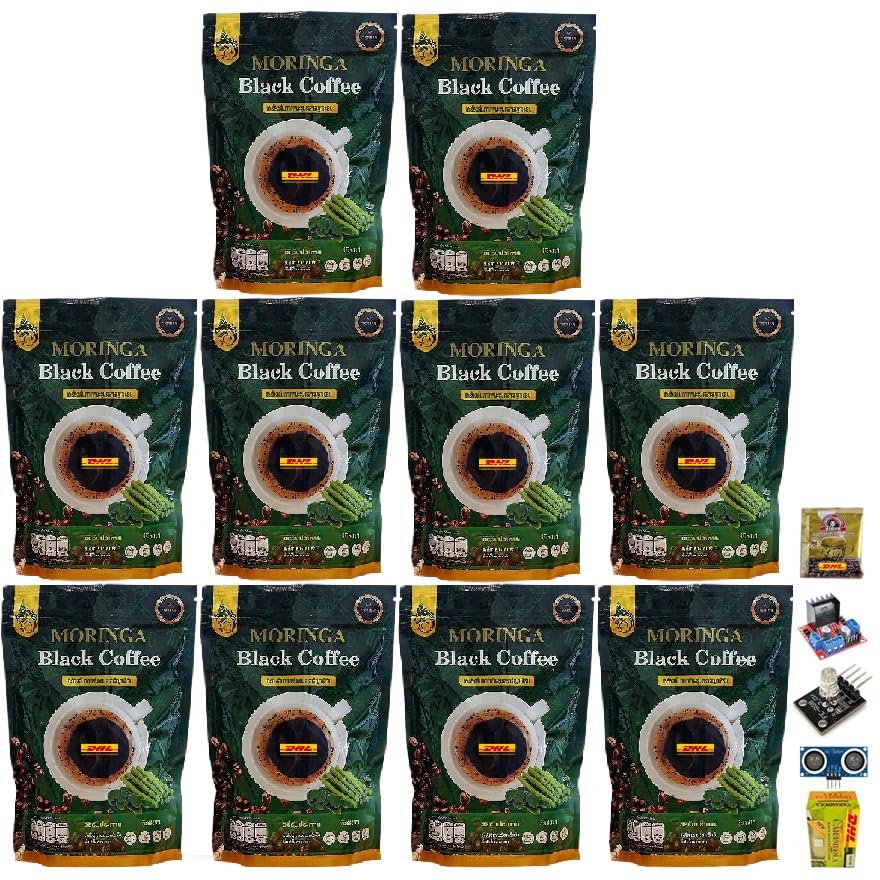 MoringaBlack Coffee Mix Healthy 3 in 1 Arabica 125 grams (30 Sachets) Roasted Snack Delicious Mellow Intense Set 10 By Beautygoodshop [Get Free For You Beauty Gifts]