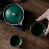 Ceramic Chinese Quik Cup Portable Travel Tea Set-Dark Green Ceramic Glaze-Quik Cup A+Bag view 4