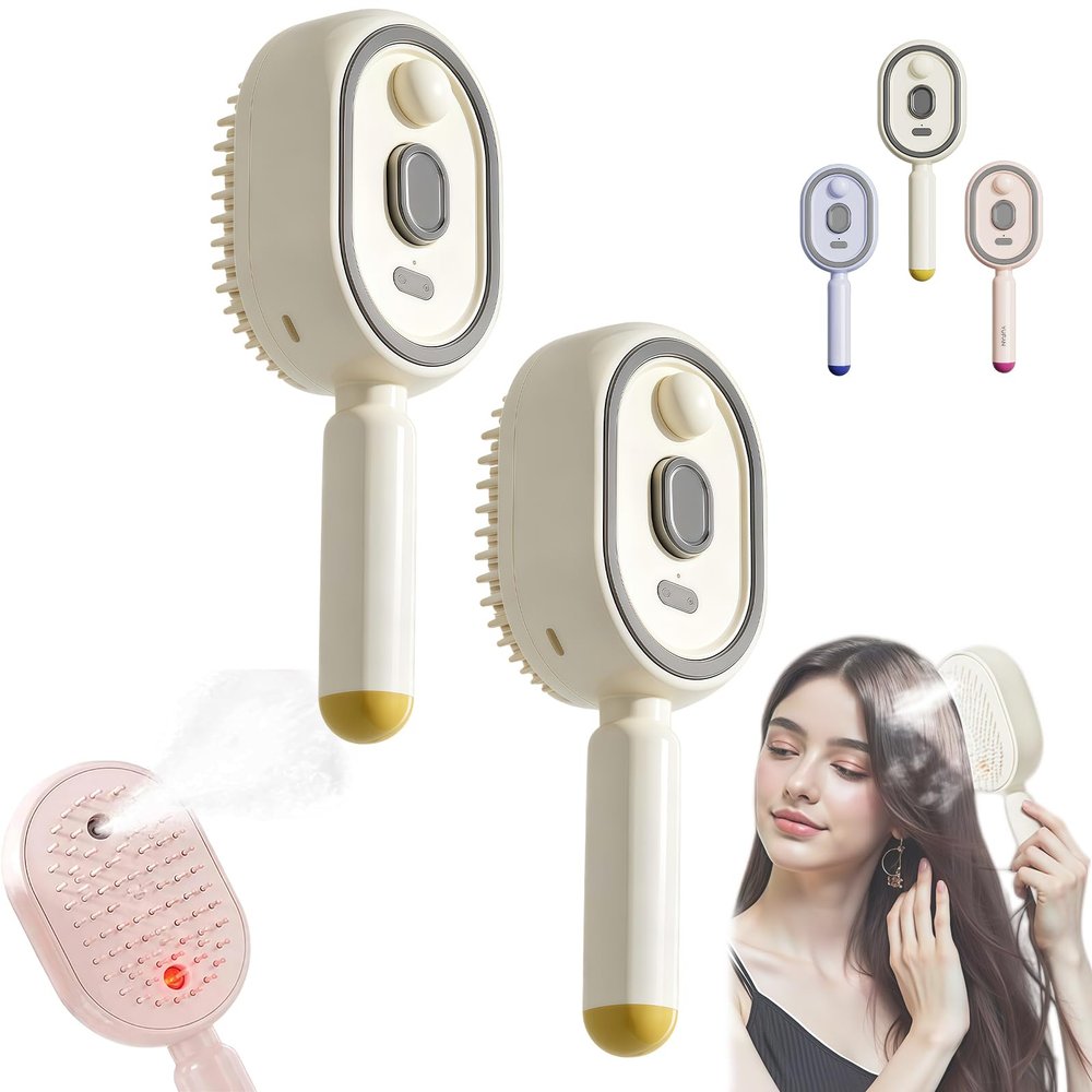 Fuuosaa 3 in 1 Electric Scalp Massager, 2027 Upgrade Enhanced Fog Coverage and Longer, Electric Steam Brushs for Hair, Rechargeable Steam Hair Straightener (B+C)