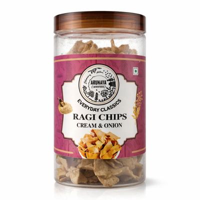ARUNAYA Ragi Chips Cream & Onion Flavor 145g Crispy Finger Millet Chips, Crunchy & Flavorful Ready-to-Eat Snack, Premium Quality