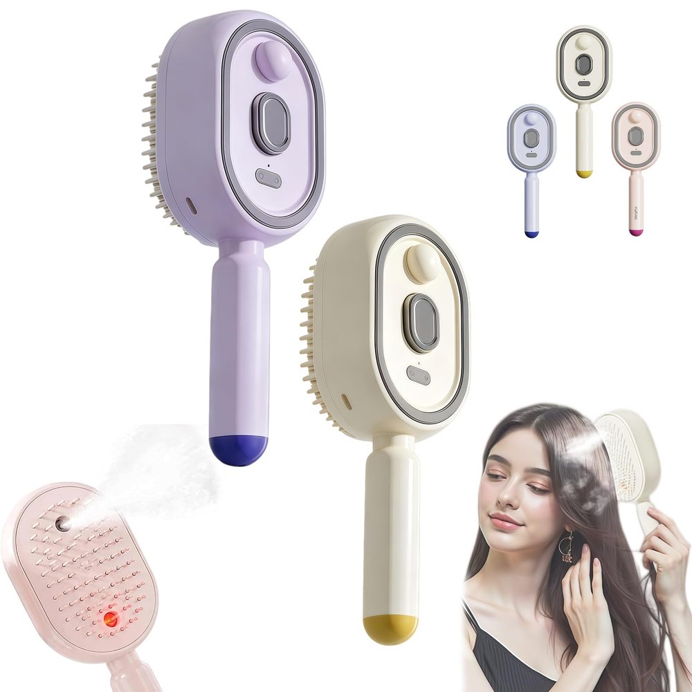 Fuuosaa 3 in 1 Electric Scalp Massager, 2027 Upgrade Enhanced Fog Coverage and Longer, Electric Steam Brushs for Hair, Rechargeable Steam Hair Straightener (A+B)