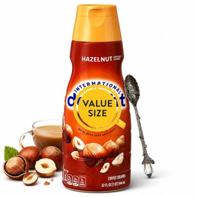 Hazelnut Liquid Coffee Creamer, 32 fl oz Bottle, Single Pack, Sweet & Creamy Flavored Coffee Creamer for Hot or Iced Coffee with Dumbass Coffee Gem Spoon