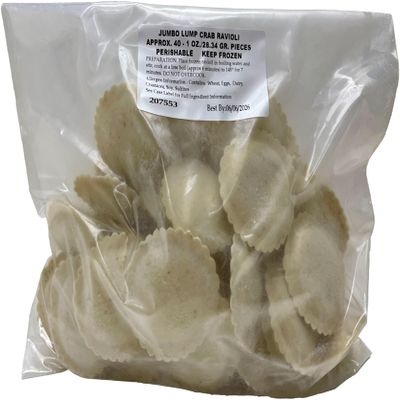 Cucina Della Cucina, Ravioli, Jumbo Lump Crab, Frozen, 120 count of 1 oz each, 120 oz Case, Perfect for elegant meals or quick dinners, crafted with house-made ricotta